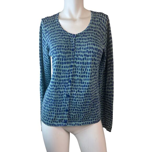Gudrun Sjödén Blue Organic Cotton Button Dwon Cardigan sz S EUC - Picture 9 of 9